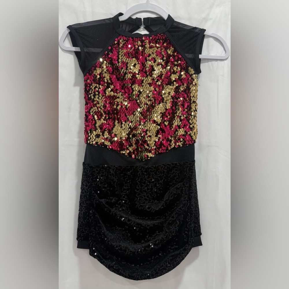 Weissman Dance Costume Sequin Black Sequins Size L Girl
